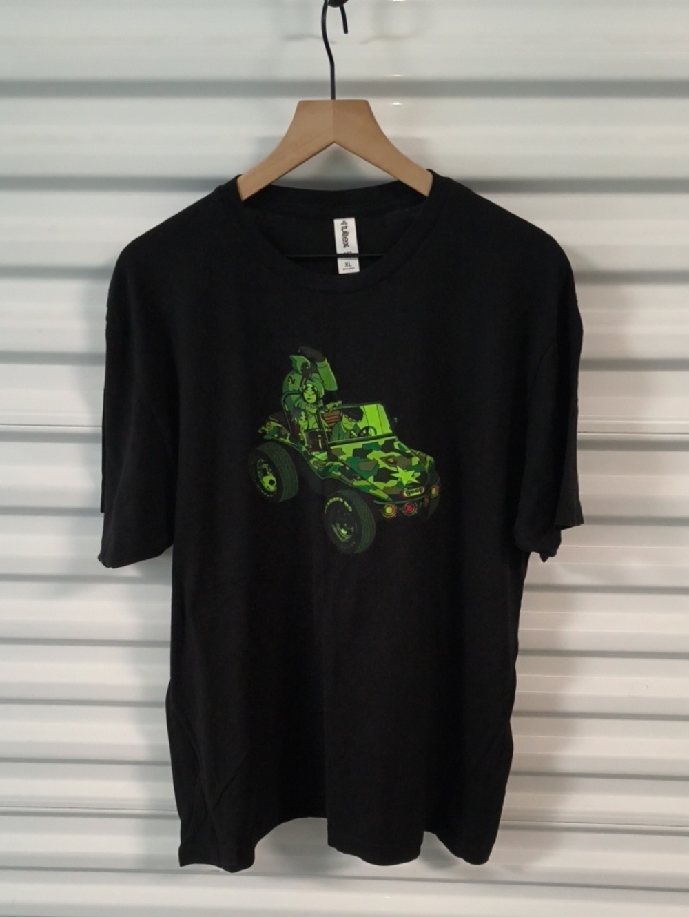 Gorillaz Self Titled Album Geep Camo Rock Band Crewneck Short Sleeve T-shirt XL
